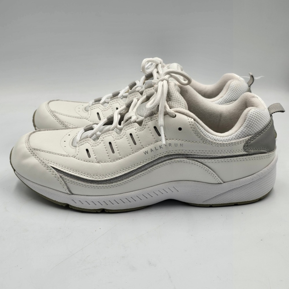 Easy Spirit Sneakers Womens 8.5 M Walk Run White Leather Textile Lace Up Comfort